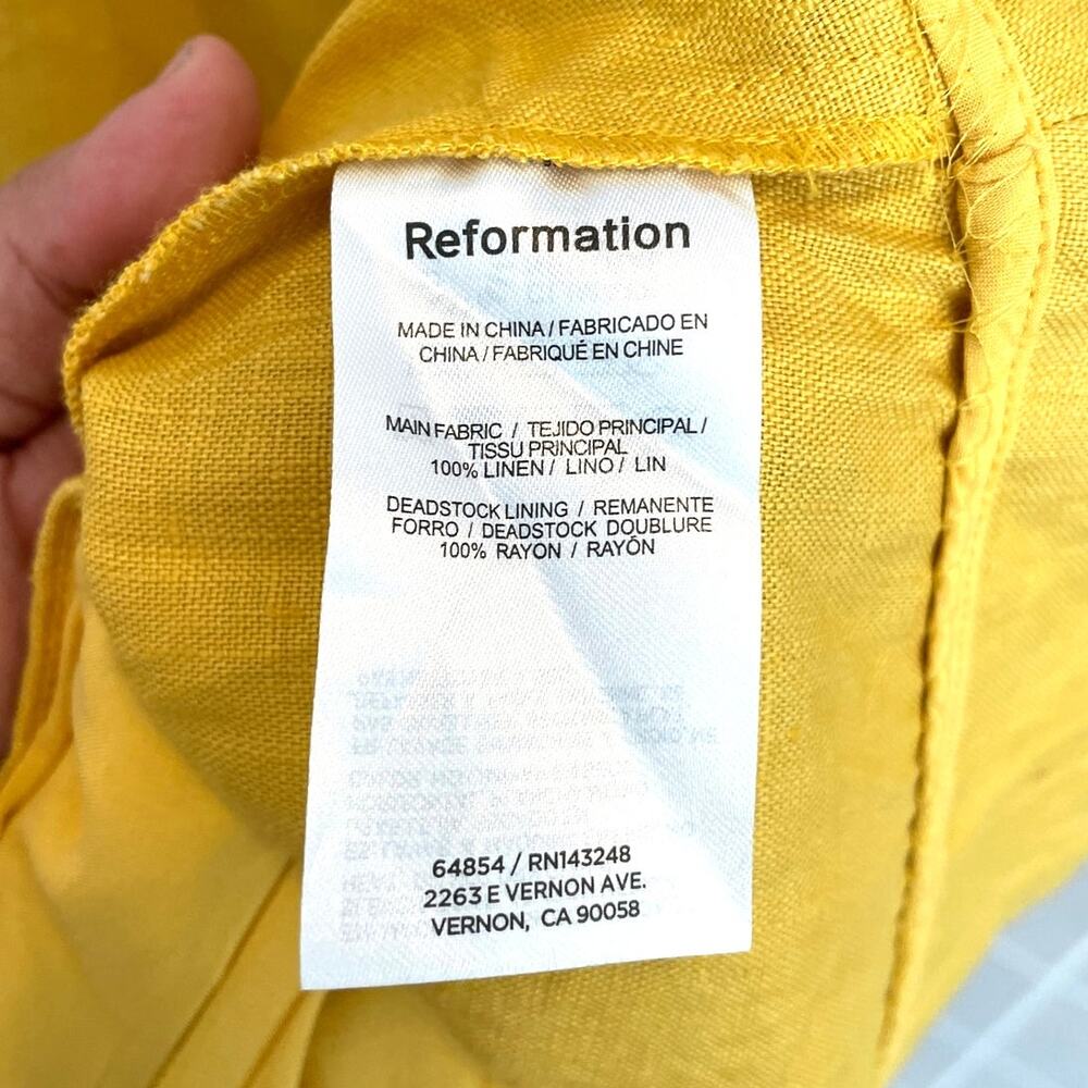 Reformation 100% Linen Two Piece Set Goldenrod Yellow Sz 10 Coquette Cottagecore - Picture 11 of 11
